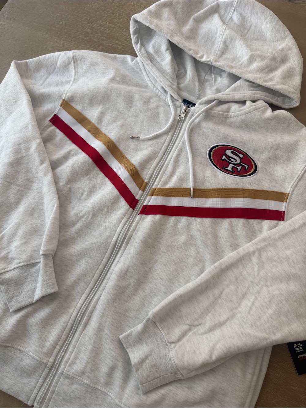 NWT NFL San Francisco 49ers Logo Striped Hoodie | L